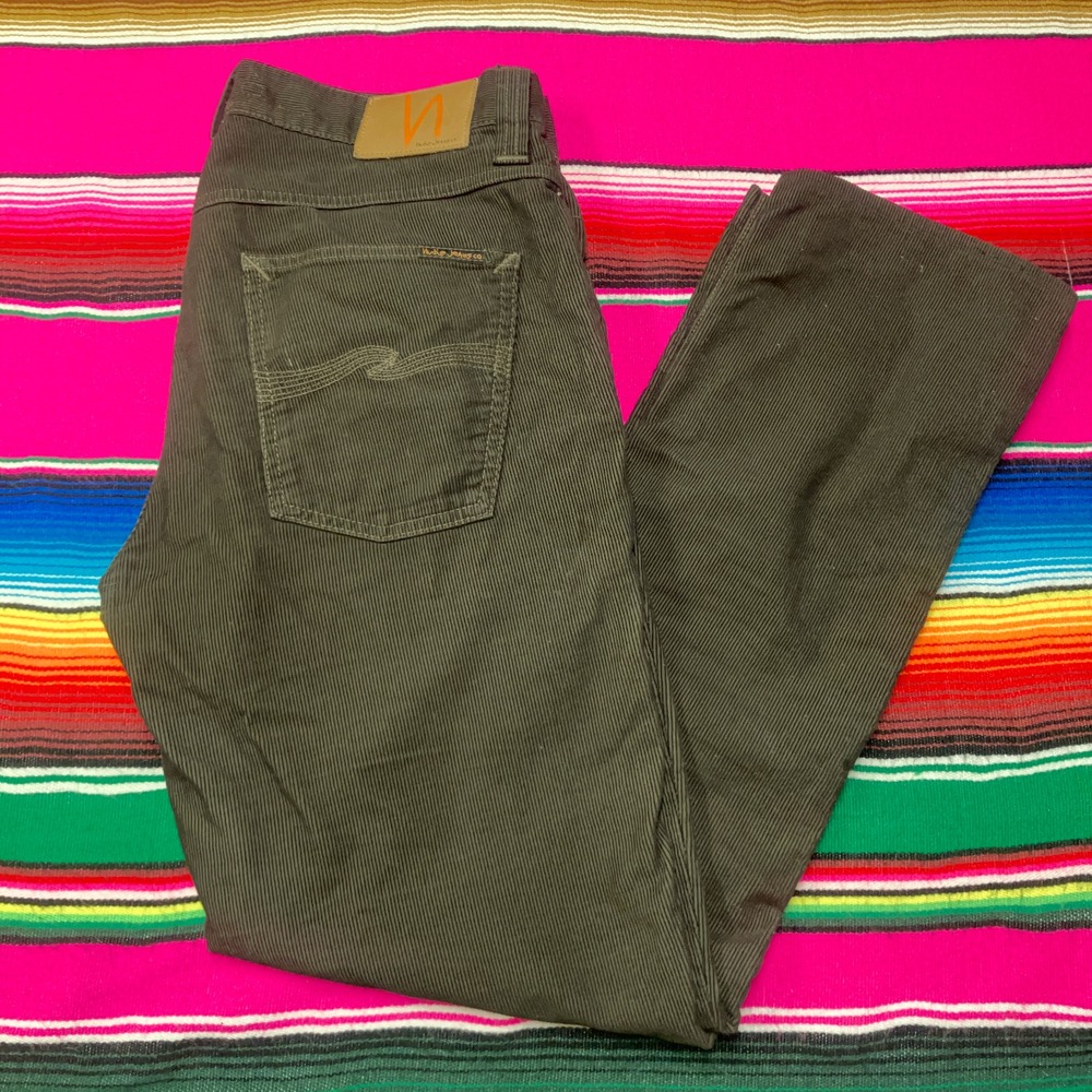 Nudie Jeans Corduroy Pants Men‎ 32x34 (FITS 30x30) Brown Grim Tim Straight Italy
